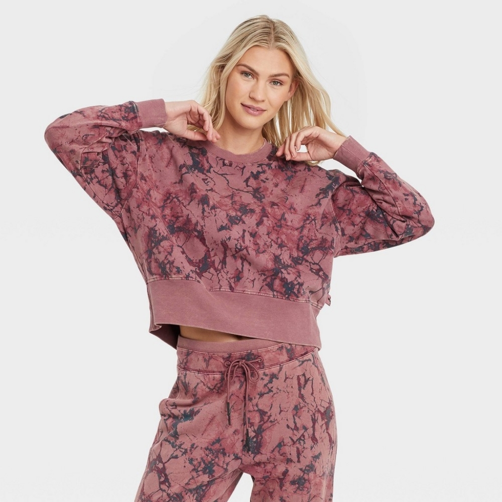 Women's French Terry Acid Wash Crewneck Pullover